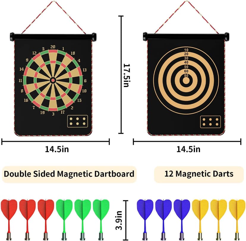 Mixi Magnetic Dart Board Outdoor Game for Kids with 12 Darts, Best Toys Gifts for Teenage Boys Girls Age 5 6 7 8 9 10 11 12 13 14 15 16 Years