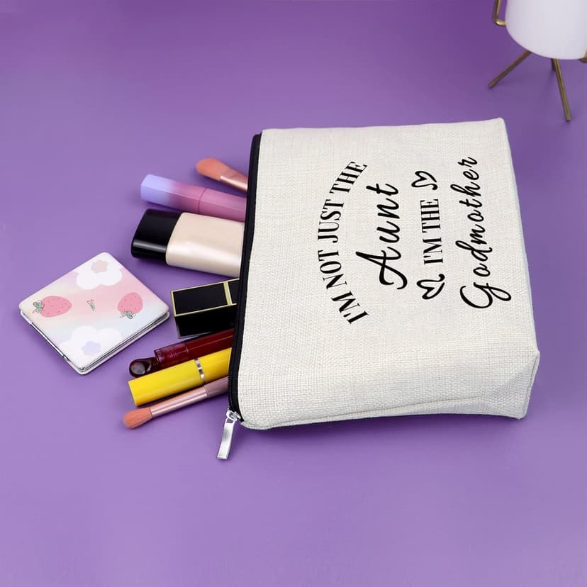 Sazuwu Godmother Aunt Gifts Godmother Gifts from Godchild Baptism Makeup Bag Aunt Christian Proposal Cosmetic Bag Birthday Christmas Mother’s Day Present Travel Pouch