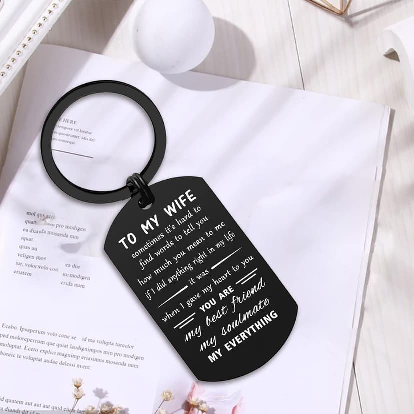 ENGZHI Love Wife Gifts, Drive Safe I Love You Keychain for Mothers Day Anniversary Valentines Christmas