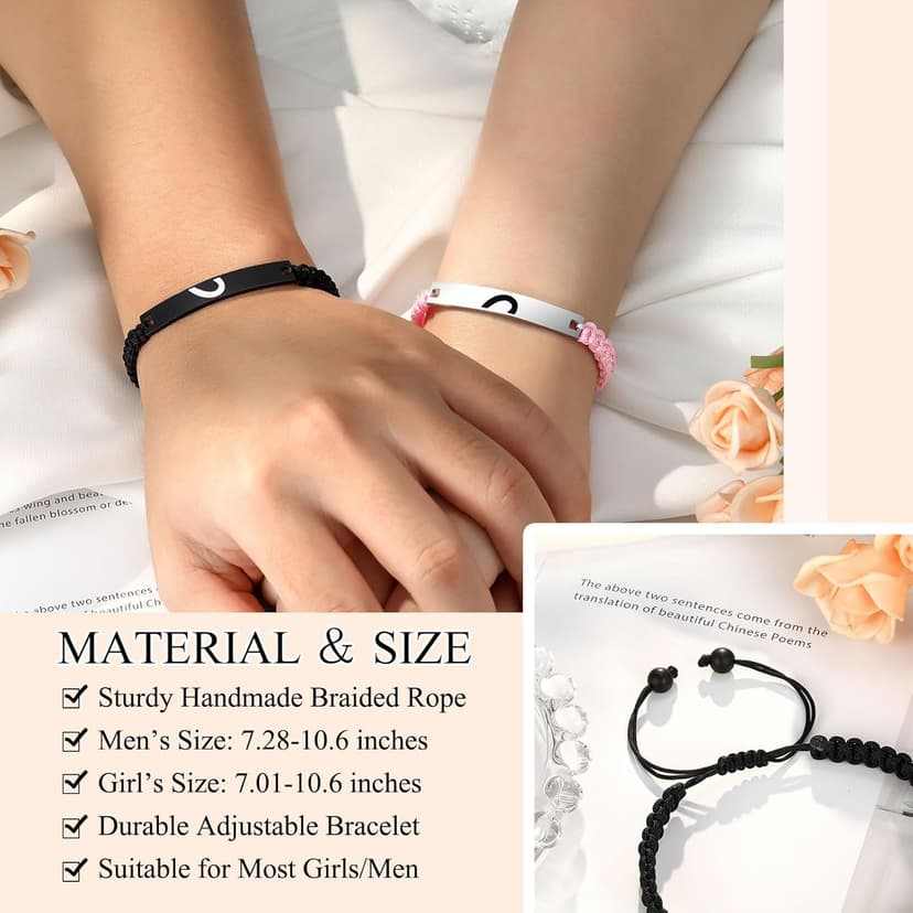 UPROMI Matching Bracelets for Couples, Dad&Daughter, Brother&Sister, Fathers Day Valentines Christmas Birthday Gifts