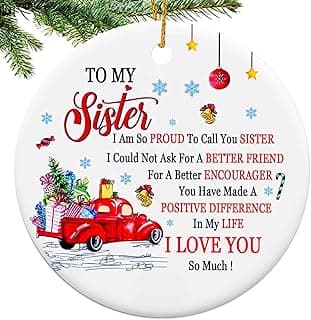 Sister Christmas Ornaments 2025,Sister Ornament for Christmas Tree,Best Sister Gifts,Friends Ornaments for Women,Friendship Gift for My Sister