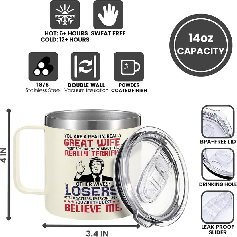 Gifts for Wife from Husband - Wedding Anniversary for Women, Birthday, Mothers Day, Christmas Wife Gifts for Her - Romantic Love Gift for Her - 14 Oz Stainless Steel Coffee Mug