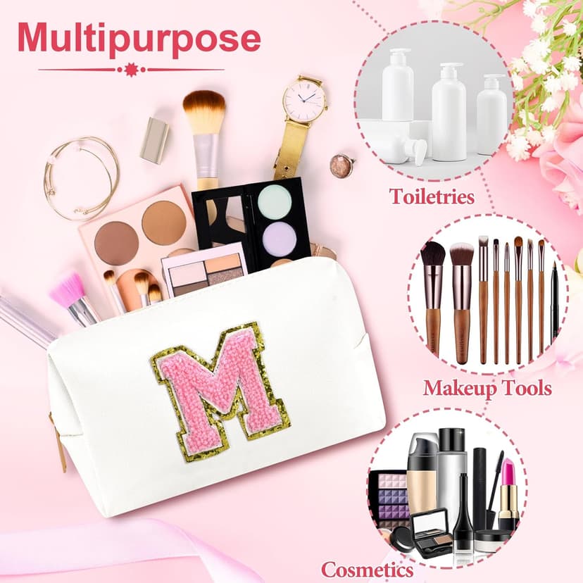 Personalized Initial Makeup Bag - Trendy Stuff for Teen Girls & Friends - Cute Graduation Gifts for Teenage Women & Bridesmaids (M)