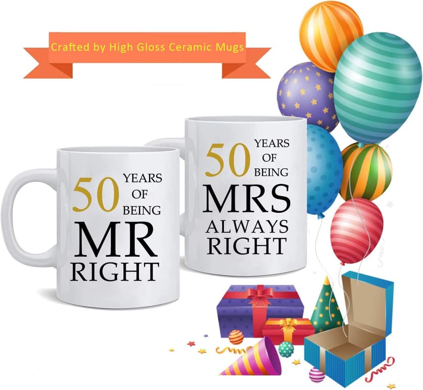 Kwieema 50th Wedding Anniversary for Couples, Golden 50th Anniversary for Parents, 50th Wedding Anniversary Coffee Mugs Grandparents Couples Mugs 50 Year Parents Anniversary Mug