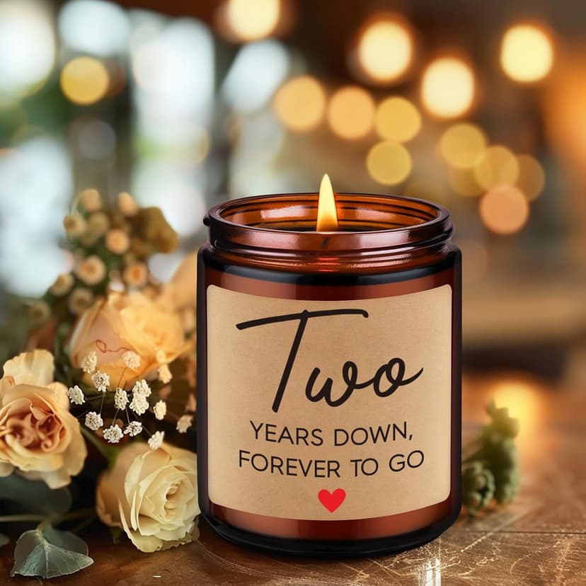 Fairy's Gift 2 Year Anniversary Candle Gifts for Him Her Boyfriend GF Wife Husband - Cotton 2nd Anniversary Couple Gifts Ideas - Two Year Wedding Anniv. Presents for Couples, Happy Second Anniv.