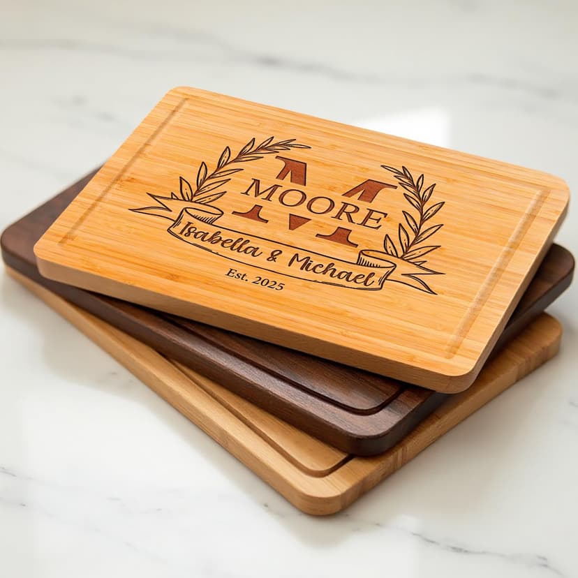 Personalized Cutting Board – Custom Wood Cutting Board for Kitchen – Engagement Gifts for Couples, Bridal Shower, Anniversary, Wedding or Housewarming Gift Idea