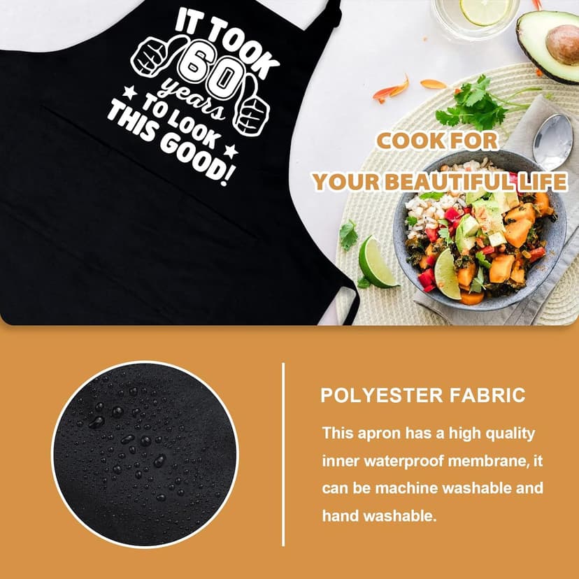 30th 40th 50th 60th 65th 70th 75th Birthday Gifts for Men, Chef Aprons for Men with 3 Pockets