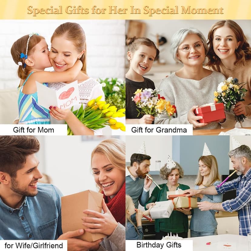 Watches Sets for Women, Rose Gold Watch Set Necklace Earring Bracelet 4 Pieces Jewelry Set for Mom Wife Girlfriend