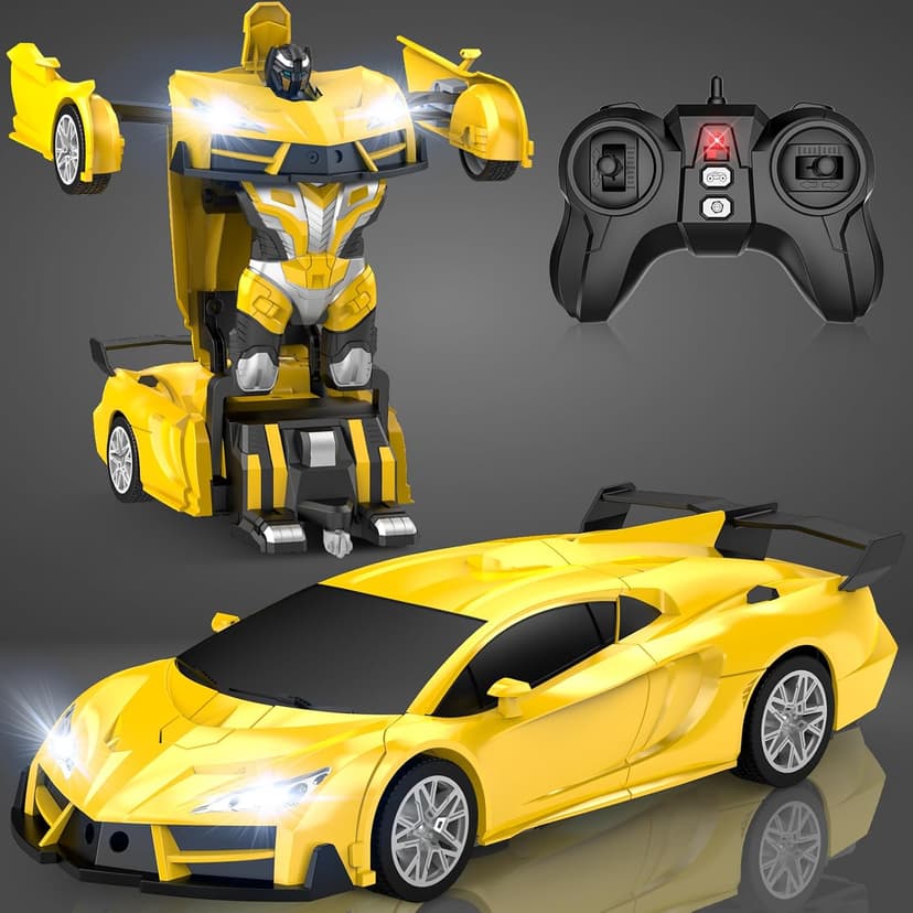 Transform Remote Control Car, RC Cars for Boys Age 3-5 6-8, One-Button Transform Toy Cars, 2.4GHz, 360° Spin, 1:16 Scale, Flashing Headlight,3-8 Year Old Grandkids Christmas Birthday Gifts