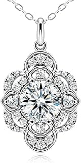 Moissanite Necklace for Women, Hypoallergenic 925 Sterling Silver Plated Platinum Material, Elegant Gift Necklace for Women,Anniversary,Valentine's Day,Birthday Gift for Her, Jewelry for Wife & Mom