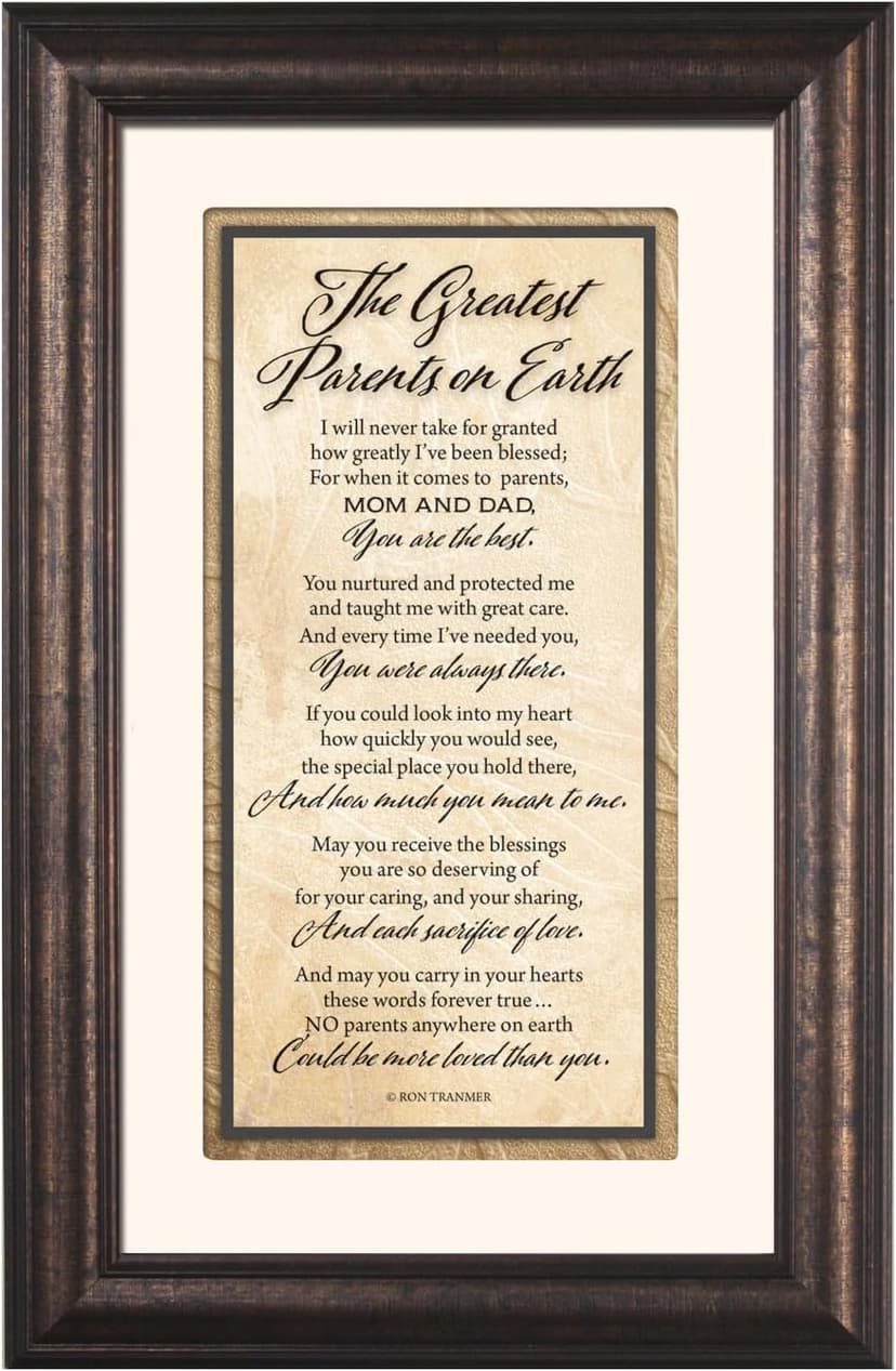 Greatest Parents Wood Wall Frame Art Plaque | 8.5 inches x 12.5 inches | Wall Hanger and Easel Back | The Greatest Parents on Earth | by James Lawrence