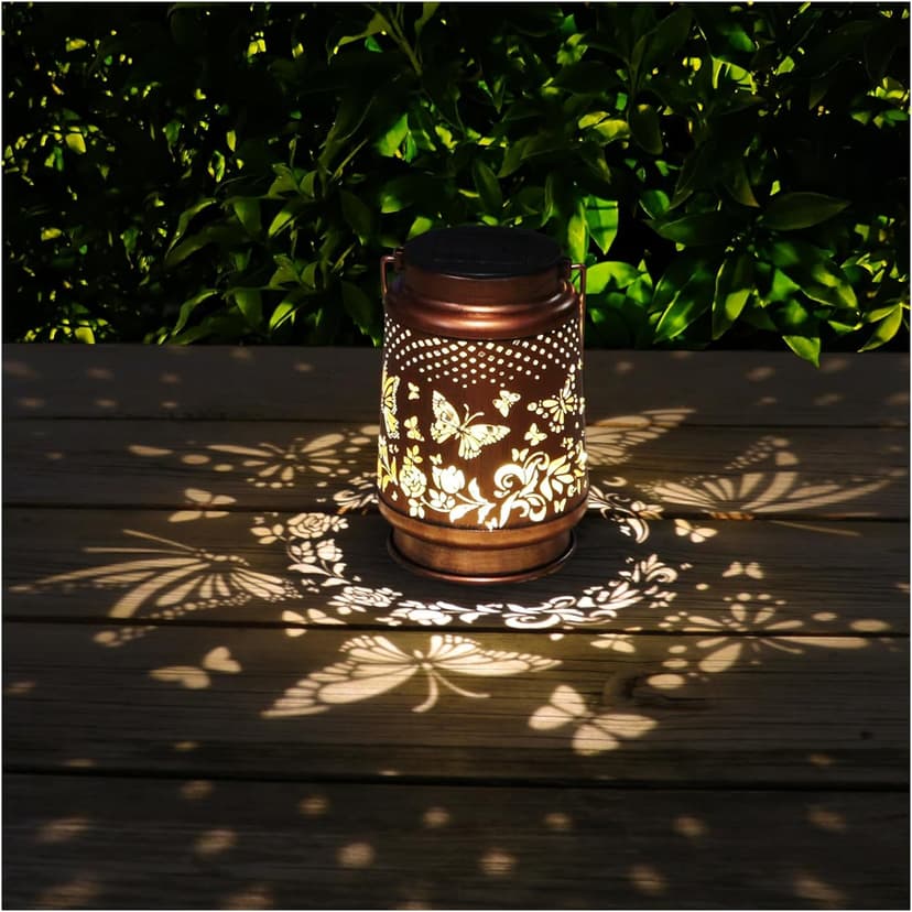 Solar Lanterns Outdoor Waterproof Butterfly Garden Decor Birthday Gifts for Women Mom Grandma, Hanging Solar Lights Metal Lantern Decoration Outside for Yard, Patio, Backyard, Porch