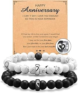 UNGENT THEM Matching Couple Ring Bracelets for Boyfriend Girlfriend Husband Wife Valentines Anniversary Birthday Engagement Gifts