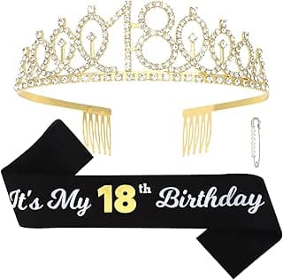 CAVETEE Gold Birthday Crown and Tiara for Women, Sash for Girls - Birthday Party Decoration