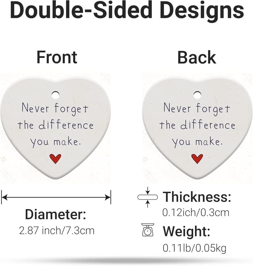 Thank You Gifts for Women, Nurse, Coworkers, Teacher, Retirement Farewell Going Away, Never Forget The Difference You Make Ornament, Christmas Ornaments 2025