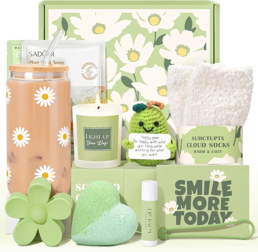Gift Baskets for Women, 11pcs Unique Happy Birthday Gifts for Women, Best Inspirational Get Well Christmas Ideas Box w/ Daisy Cup Her Teen Girl Sister Friend Friendship Mom - BRIGHTEN UP HER DAY!