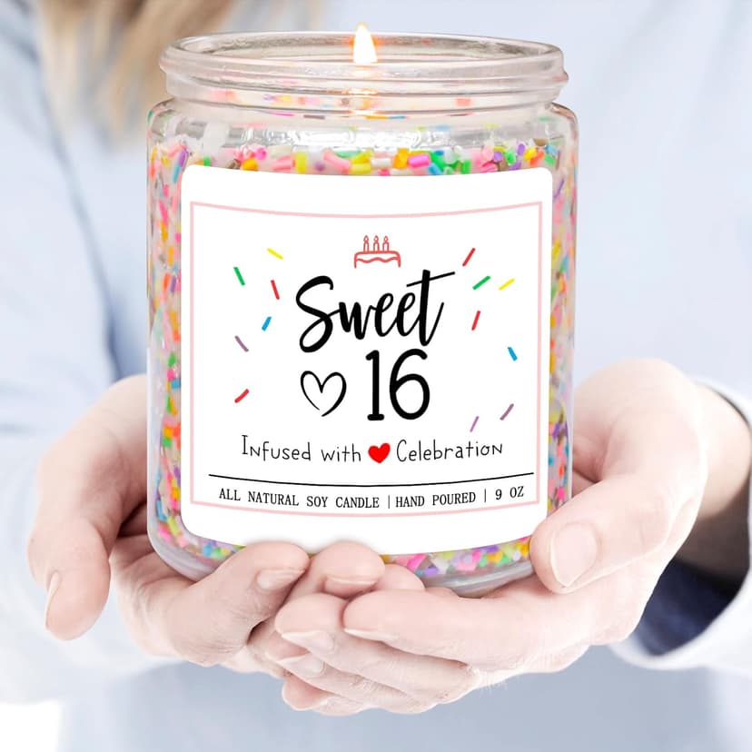 Homsolver 16th Birthday Gifts for Girls, Vanilla Cream Scent Best Ideas Birthday Presents for Daughter, Friends, Sister, Handmade Aromatherapy Candle Decorations
