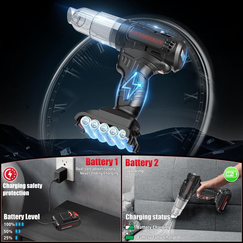 Car Vacuum Portable Cordless, 40,000Pa High Power Dust Buster, Rechargeable Battery Powered Vacuum Cleaners for Office,Home, Car, Pet Hair, Keyboard,Black