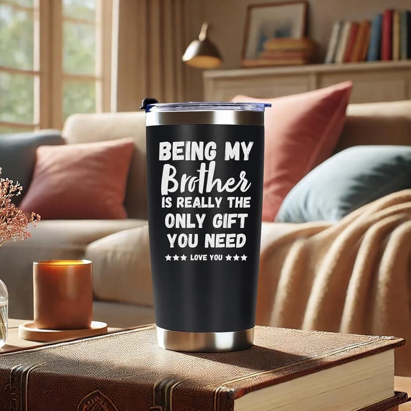 Breezy Valley Brother Gifts, Gifts for Brother from Sister Brother - Best Gifts for Older Little Brother Adult, Funny Brother Birthday Gifts Ideas for Brothers, Presents for Brother Tumbler Coffee Cup