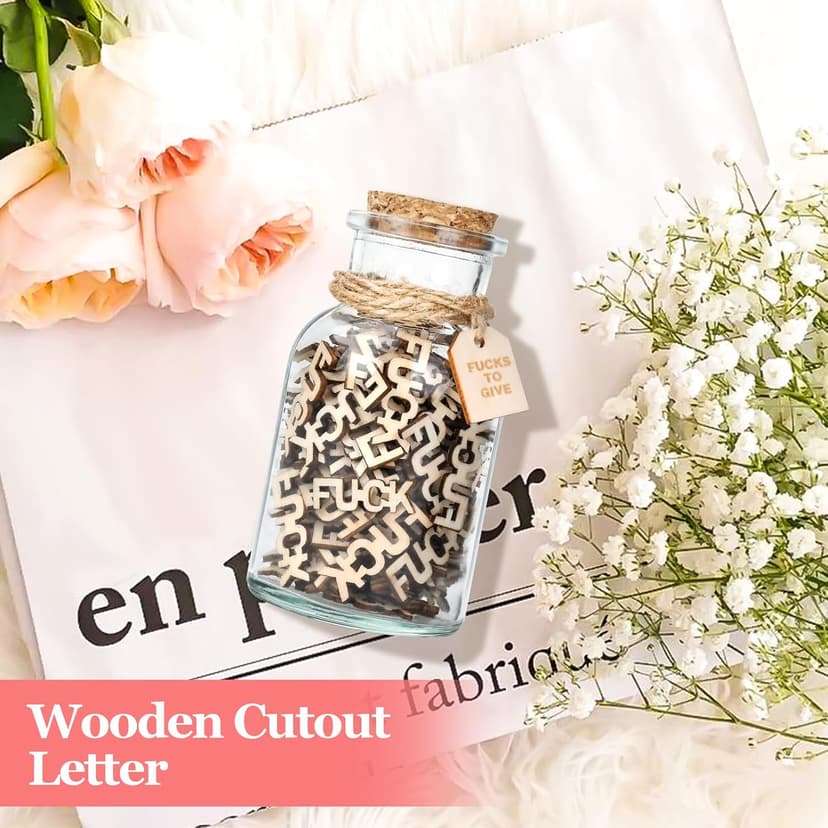 Birthday Gag Gifts for Women Men Adults Her Him, Jar of Wooden Cutout Letter Piece (5oz) - White Elephant Gifts for Friend Coworker Funny Presents Ideas for Christmas Valentines Anniversary Retirement