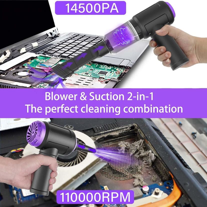 14500 Pa Computer Vacuum Cleaner Mini & 110000RPM Compressed Air Duster for Keyboard Cleaning Cordless Canned Air Powerful Energy Efficient
