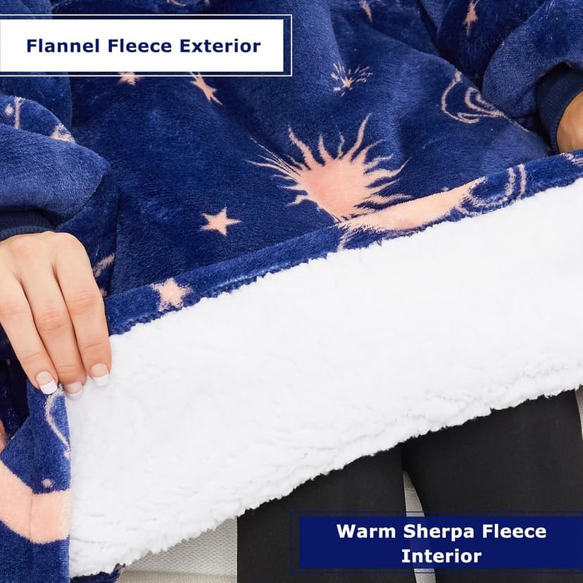 THREE POODLE Wearable Blanket Hoodie for Women, Oversized Sherpa Sweatshirt Blanket for Adults Men, Cozy Hooded Blankets, Gifts for Teen Girls Women Mom Sister