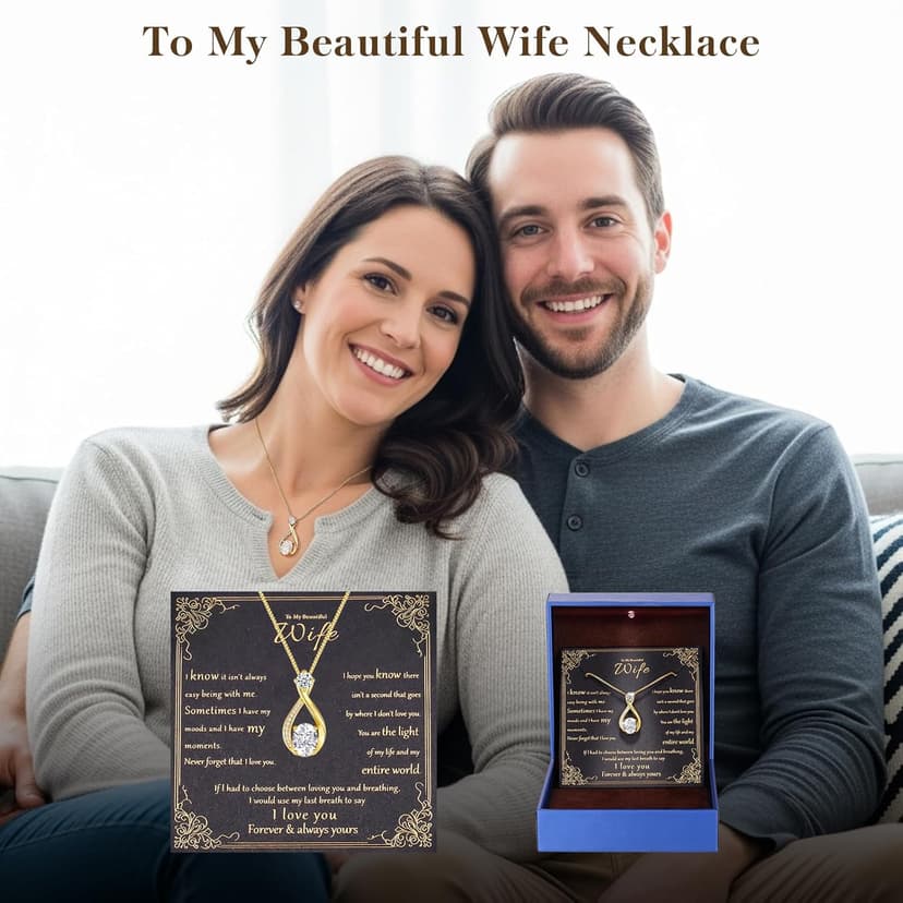 1.5CT Moissanite Infinity Pendant Necklace Anniversary Wedding Gifts for Women Wife Her S925 Sterling Silver 18K White Gold/Gold Filled Jewelry for Birthday Mothers Christmas Valentines Day