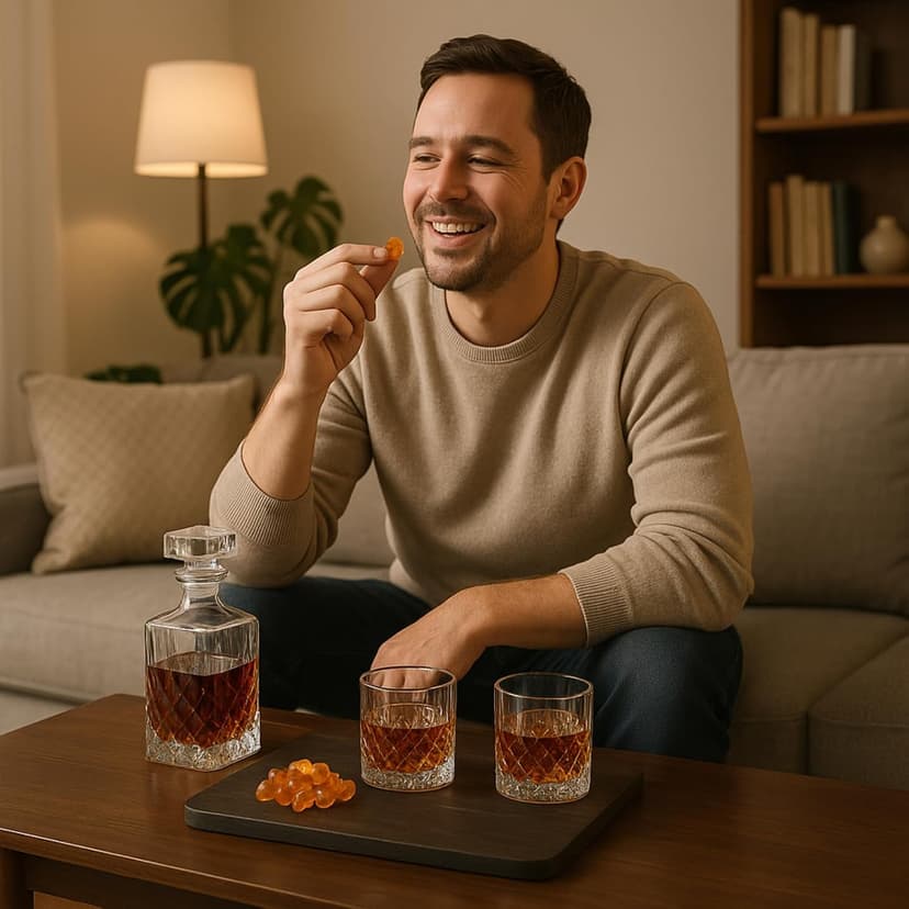 Bourbon Gummy Gift Set with 2 Whiskey Glasses – Bourbon-Flavored Candy Bears & Crystal Lowball Glasses – Father’s Day Gift for Whiskey & Scotch Lovers, Dad, Husband, or Him – Tasting Set