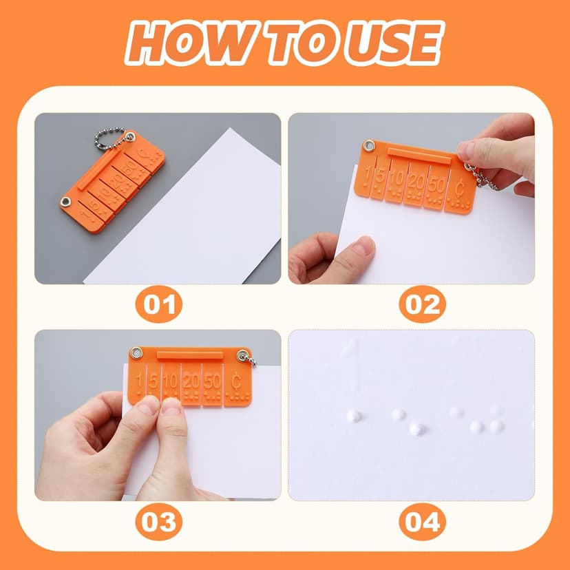 2 Pcs Plastic Click Pocket Money Brailler Braille Label Maker Braille Gifts for The Blind and Visually Impaired Traveling Shopping