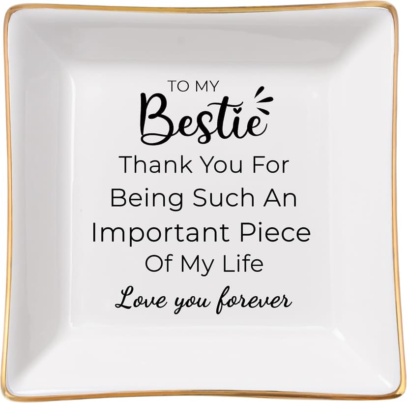 Birthday Gifts for Women Best Friend - to My Bestie Jewelry Dish Trinket Tray, Unique Friendship Gifts for Women Female Friend Christmas Valentines Mother's Day