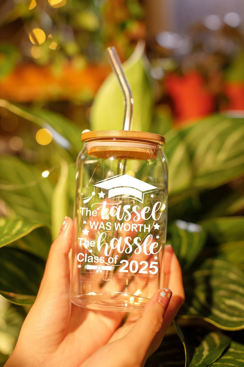 NewEleven Class Of 2025 Graduation Gifts For Her, Friends - Funny Master Degree, College Graduation Gifts From Friends And Family - 16 Oz Coffee Glass