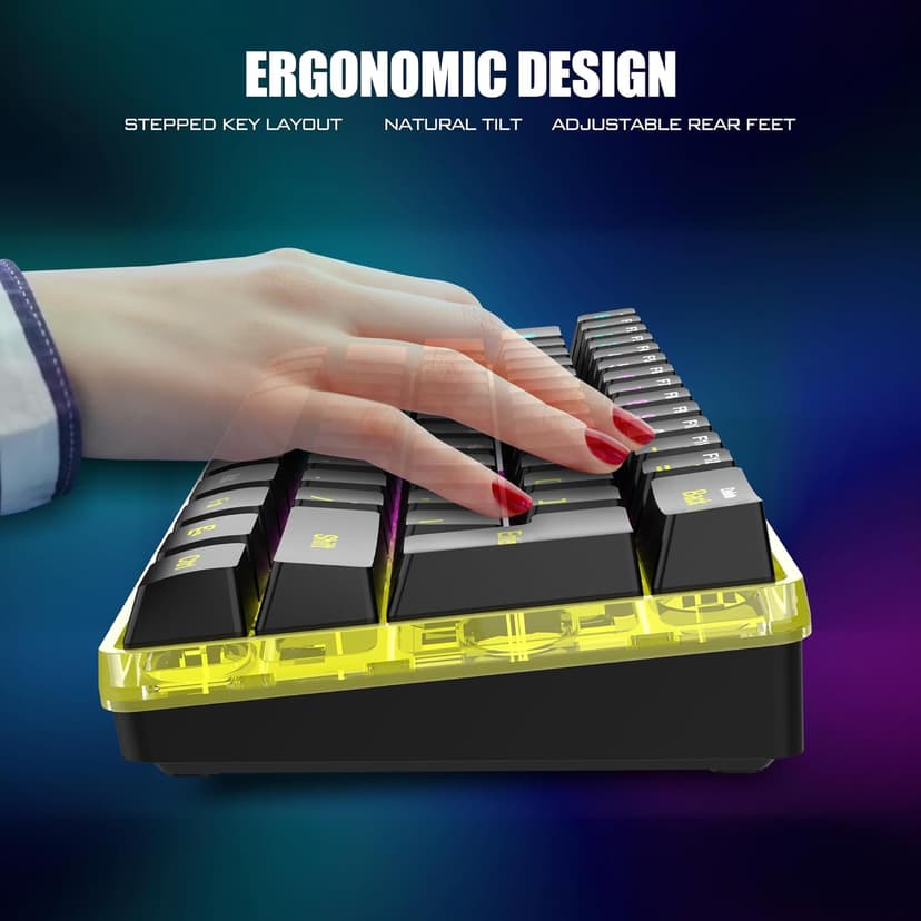 RedThunder 60% Wireless Gaming Keyboard & Mouse Combo with Rechargeable Battery, Ultra-Compact Small RGB Mechanical Feel Keyboard, Ergonomic Lightweight Honeycomb Optical Mouse for Gaming/Business