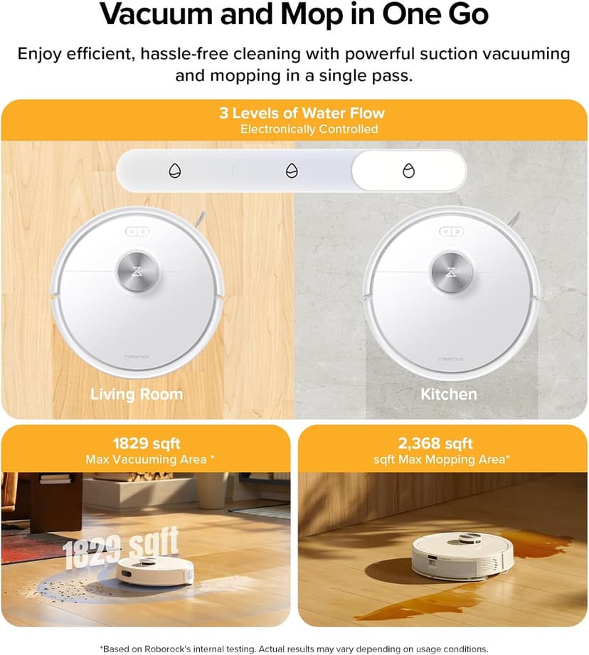 roborock Q7 M5+ Robot Vacuum and Mop, Upgraded from Q5 Max+, Up to 7-9 Weeks Self-Empty, 10000Pa Suction, Dual Anti-Tangle System for Pet Hair & Carpet, PreciSense LiDAR Navigation, App Control, White