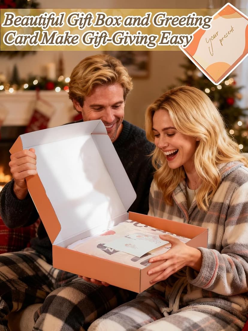 Bigmeta 47x73in Anniversary Birthday Gifts for Women from Husband - Wearable Blanket Christmas Warm Gifts for Wife, with Hoodie (Couple-Orange)