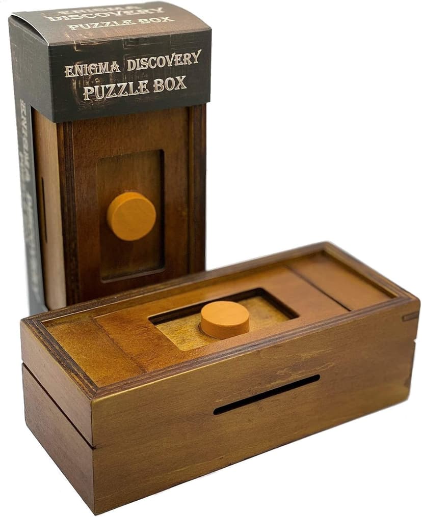 Puzzle Box Enigma Secret Discovery - Money and Gift Card Holder in a Wooden Magic Trick Lock with Hidden Compartment Piggy Bank Brain Teaser Game