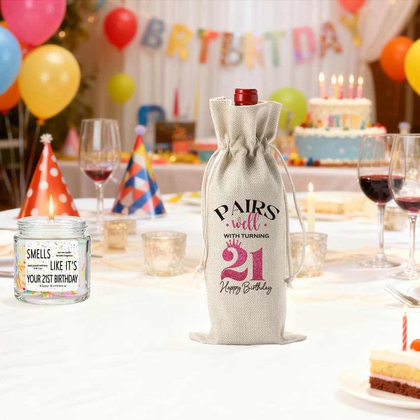 21st Birthday Gifts for Her Him 21 Year Old 21st Birthday Decorations for Men Wine Bag And Candle Happy Anniversary Party Supplies Decorations - Back in 2005