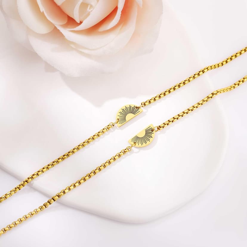 JoycuFF Friendship Bracelets Birthday Gifts for Women Friendship Best Friend Gift Matching Bracelets to My Bestie Sun Bracelet 2pcs