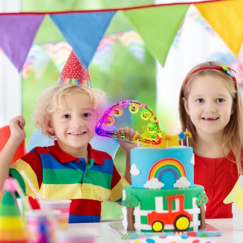 Aywewii LED Tambourines for Kids & Adults, Sensory Toys Autism Gifts Special Needs Must Haves, Stocking Stuffers for Boys & Girls, Light Up Party Favors Musical Instruments (4 Colors Randomly Sent)