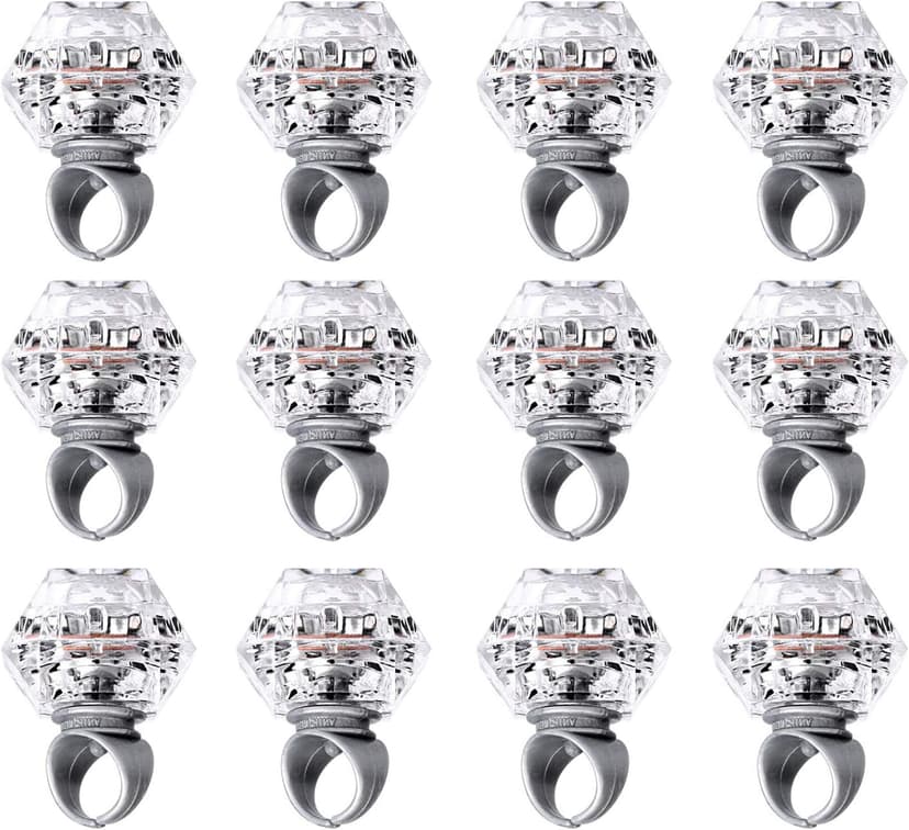 Konsait Flashing Led Light up Rings Bachelorette Party Favors Toys Grow in The Dark Party Suppiles Diamond Bling Rings for Birthday Weddings Bridal Shower Decorations (13pcs)