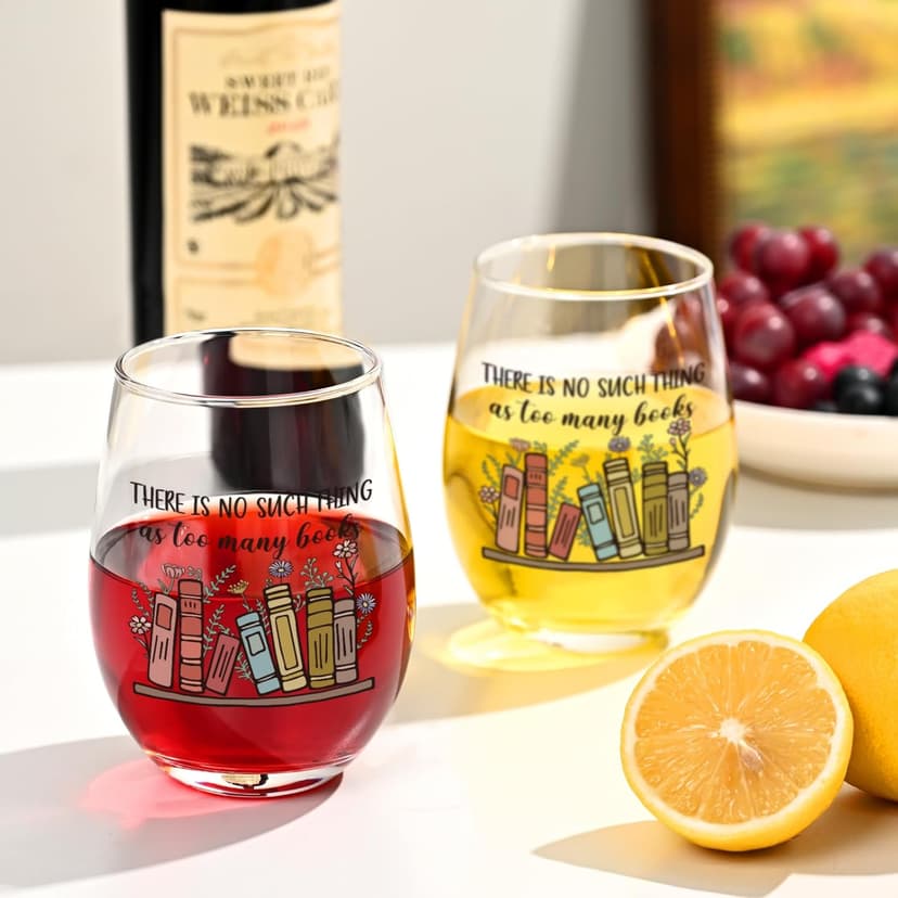 Futtumy Gifts for Book Lovers Women, Book Lover Wine Glasses 17oz, Gifts for Readers Book Lovers, Funny Reading Bookish Book Lovers Gift for Birthday Christmas Mother's Day