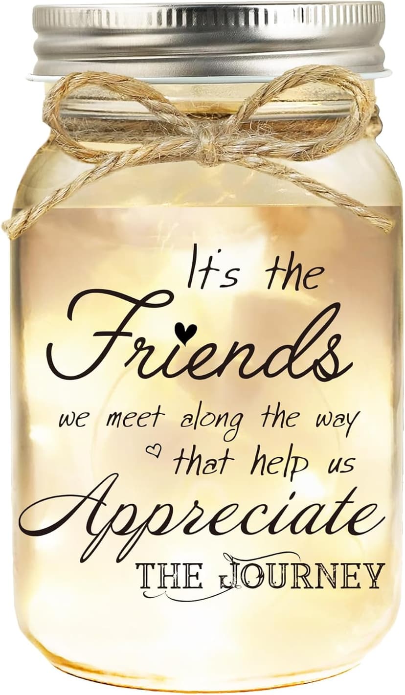 Birthday Gifts for Women Friendship, Mason Jar Night Lights for Friend, Thankgiving Christmas Gifts for Women, Suitable for Home Office Table Stands