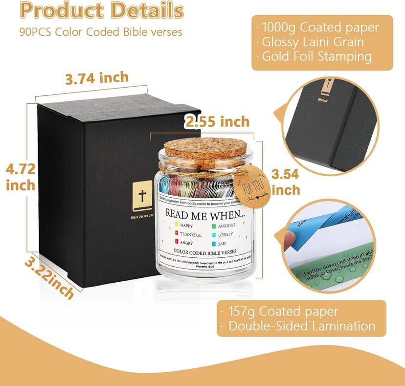 Bible Verse Jar,Scripture Prayer Cards Holy Read Me When Bible Verses Jar,Church Graduation Baptisms Confirmation Christian Gifts for Women Men Teen,Inspirational Birthday Gifts for Women Mom Friends