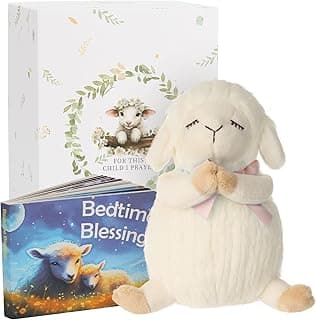 Baptism Gifts for Girls and Newborn Baby, Christening Gifts Set, 7" Praying Lamb Plush Toy and Bedtime Blessing Book in Keepsake Gift Box, Ideal Easter Gifts for Kids