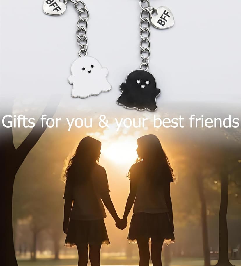 Best Friend Birthday Gifts for Women Funny Cute Ghost Keychain Bestie Gifts Long Distance Stuff for 2 with Card
