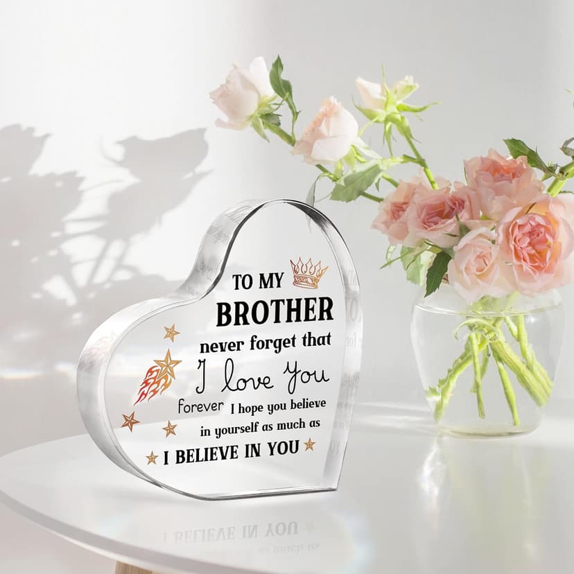 Gifts for Brother, Brother Birthday Gifts, Brothers Acrylic Keepsake, Fathers Day Birthday Christmas Gifts for Brothers from Sister, Encouraging Sign