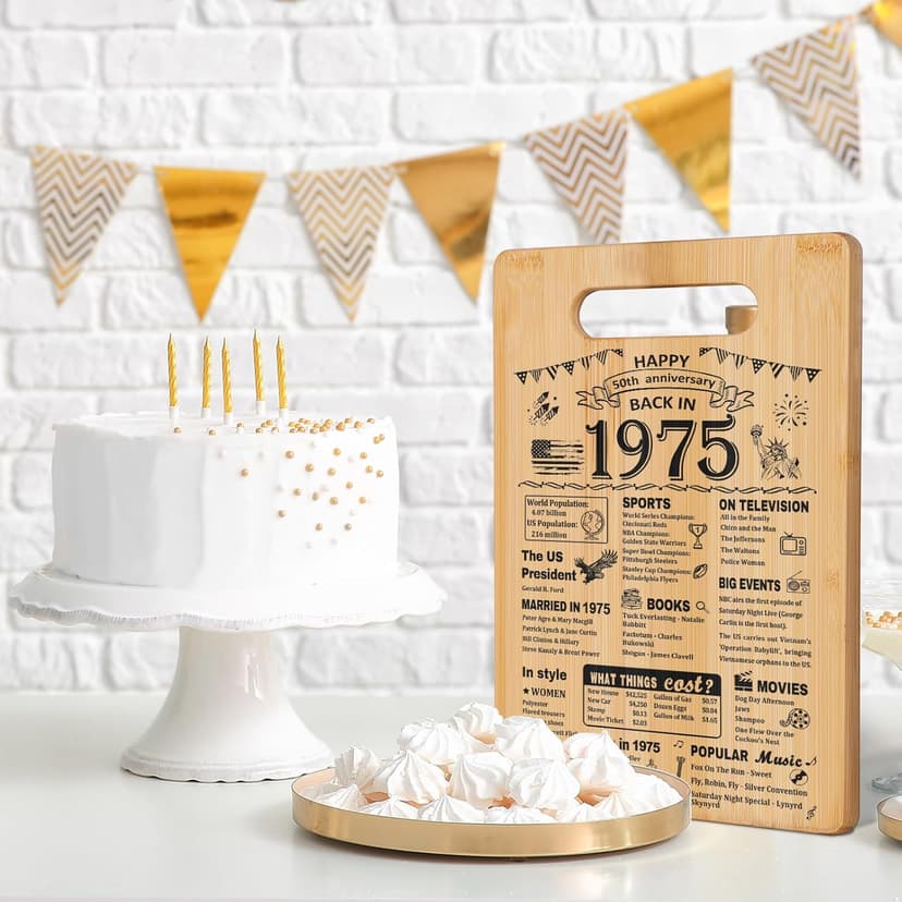50th Wedding Anniversary for Women Men,Back In 1975&50 Years of Marriage Double sided Cutting Board Gift for Her Him,best 50 years anniversary Decorations for couple