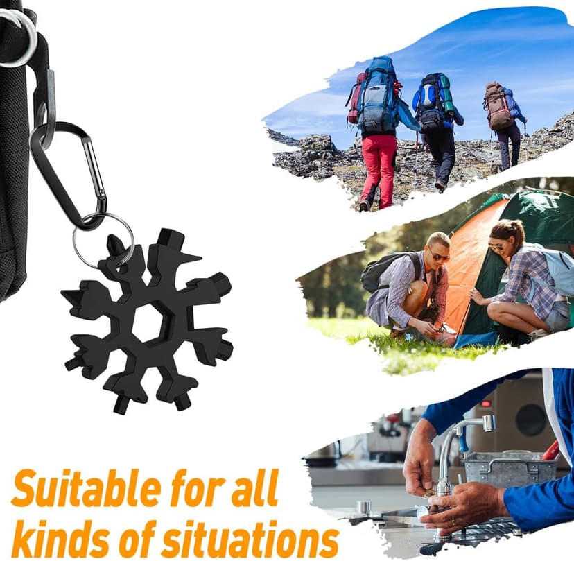 Stocking Stuffers Gifts for Men 18-in-1 Snowflake Multitool, Christmas Birthday Gifts for Men Dad Husband Him Grandpa, White Elephant Gifts for Dad Who Have Everything, Cool Gadgets Tools