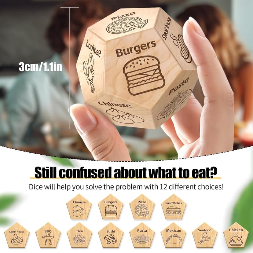 Food Dice Stocking Stuffers for Men Women Kids Adults Date Night Dice Couples Gifts for Him Her Anniversary Christmas Birthday Wedding Gifts for Men Women Him Her Boyfriend Girlfriend Husband