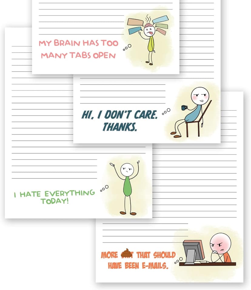 ZICOTO Super Funny Notepads - Hilarious Office Gift for Your Women Coworkers - Set of 4 Office Supplies Memo Pads w/ 4 Assorted Designs, 50 Sheets Each, 4.25" x 5.5"