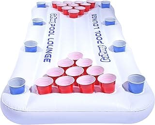 GoPong Pool Lounge Beer Pong Inflatable with Social Floating, White